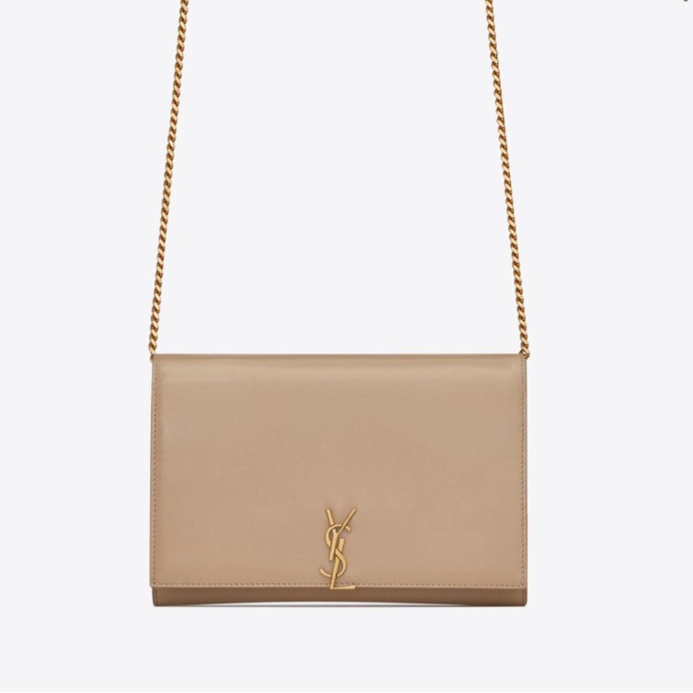 Yves Saint Laurent | Classic Nude Leather Monogram Flap Chain Wallet Clutch